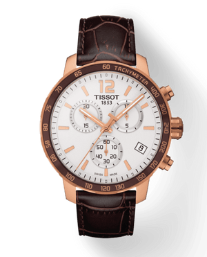 Buy Shop Tissot Quickster Chronograph 42mm White Dial Brown Leather Strap Watch For Men - T095.417.36.037.00 USA Online