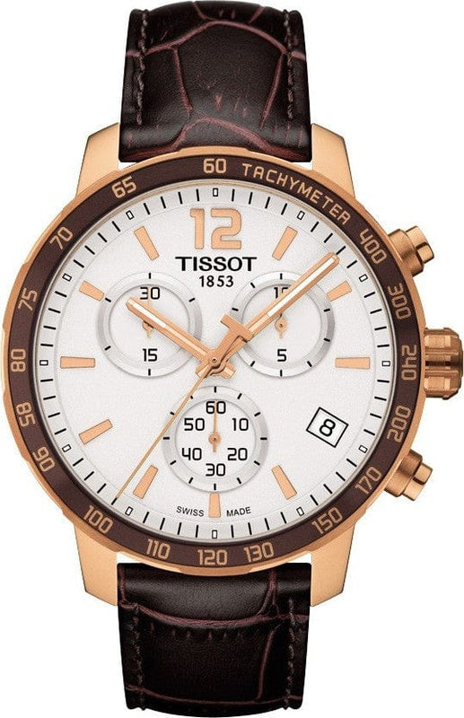 Buy Shop Tissot Quickster Chronograph 42mm White Dial Brown Leather Strap Watch For Men - T095.417.36.037.00 USA Online