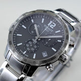 Buy Shop Tissot Quickster Chronograph Black Dial Silver Steel Strap Watch For Men - T095.417.11.067.00 USA Online