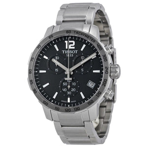 Buy Shop Tissot Quickster Chronograph Black Dial Silver Steel Strap Watch For Men - T095.417.11.067.00 USA Online