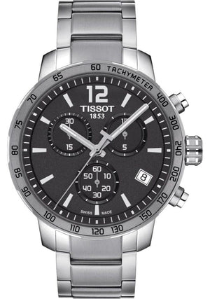 Buy Shop Tissot Quickster Chronograph Black Dial Silver Steel Strap Watch For Men - T095.417.11.067.00 USA Online