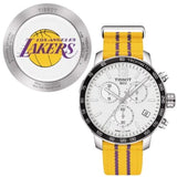 Buy Shop Tissot Quickster Chronograph NBA LA Lakers White Dial Yellow NATO Strap Watch for Men - T095.417.17.037.05 USA Online