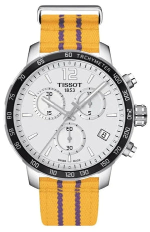 Buy Shop Tissot Quickster Chronograph NBA LA Lakers White Dial Yellow NATO Strap Watch for Men - T095.417.17.037.05 USA Online