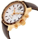 Buy Shop Tissot Quickster Chronograph White Dial Brown Leather Strap Watch For Men - T095.417.36.037.02 USA Online