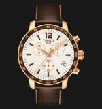 Buy Shop Tissot Quickster Chronograph White Dial Brown Leather Strap Watch For Men - T095.417.36.037.02 USA Online