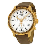 Buy Shop Tissot Quickster Chronograph White Dial Brown Leather Strap Watch For Men - T095.417.36.037.02 USA Online