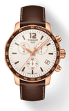 Buy Shop Tissot Quickster Chronograph White Dial Brown Leather Strap Watch For Men - T095.417.36.037.02 USA Online