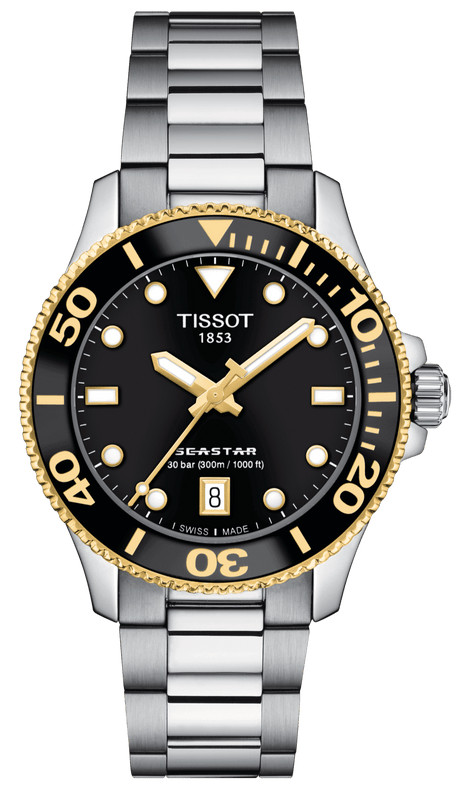 Buy Shop Tissot Seastar 1000 Black Dial Silver Steel Strap Watch For Men - T120.210.127.051.00 USA Online