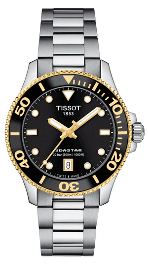 Buy Shop Tissot Seastar 1000 Black Dial Silver Steel Strap Watch For Men - T120.210.21.051.00 USA Online