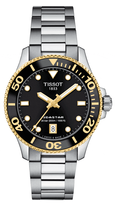 Buy Shop Tissot Seastar 1000 Black Dial Silver Steel Strap Watch For Men - T120.210.21.051.00 USA Online