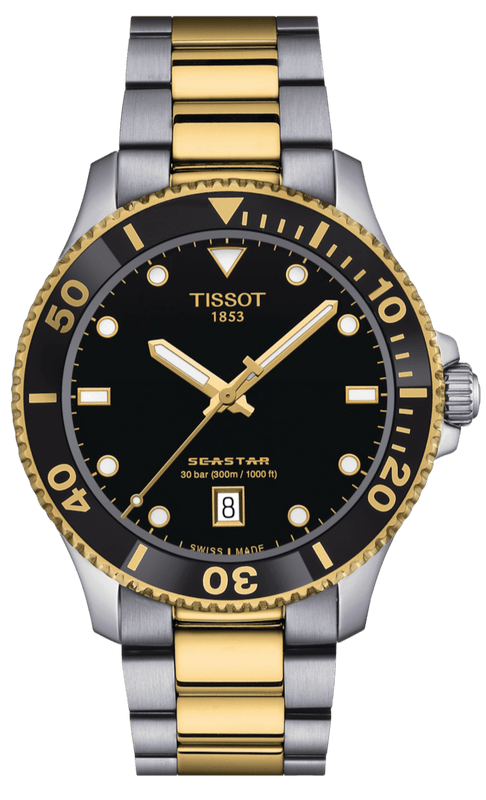 Buy Shop Tissot Seastar 1000 Black Dial Two Tone Steel Strap Watch For Men - T120.410.22.051.00 USA Online