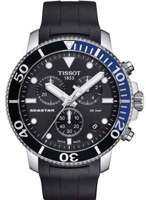 Buy Shop Tissot Seastar 1000 Chronograph Black Dial Black Rubber Strap Watch For Men - T120.417.17.051.02 USA Online