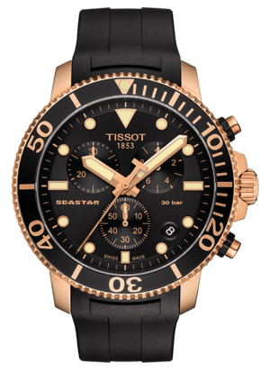 Buy Shop Tissot Seastar 1000 Chronograph Black Dial Black Rubber Strap Watch For Men - T120.417.37.051.00 USA Online
