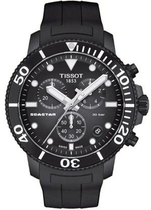 Buy Shop Tissot Seastar 1000 Chronograph Black Dial Black Rubber Strap Watch For Men - T120.417.37.051.02 USA Online