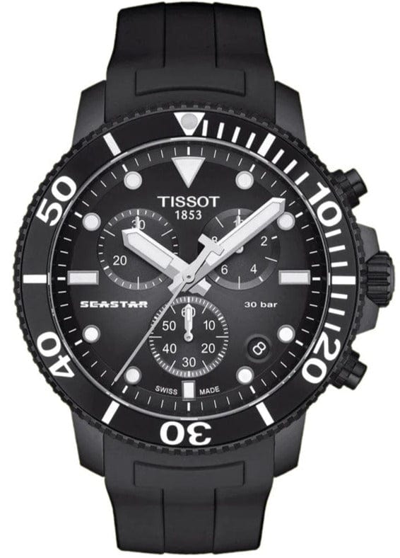 Buy Shop Tissot Seastar 1000 Chronograph Black Dial Black Rubber Strap Watch For Men - T120.417.37.051.02 USA Online
