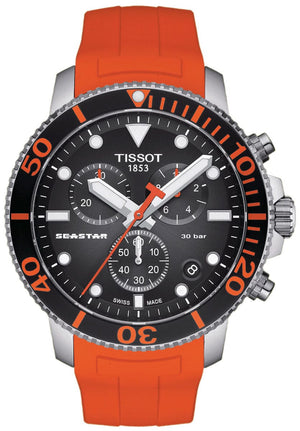 Buy Shop Tissot Seastar 1000 Chronograph Black Dial Orange Rubber Strap Watch For Men - T120.417.17.051.01 USA Online