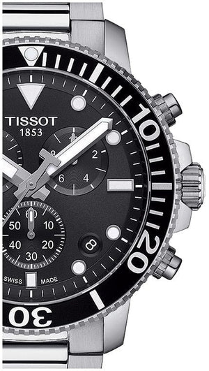 Buy Shop Tissot Seastar 1000 Chronograph Black Dial Silver Steel Strap Watch For Men - T120.417.11.051.00 USA Online