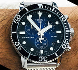 Buy Shop Tissot Seastar 1000 Chronograph Blue Dial Silver Mesh Bracelet Watch For Men - T120.417.11.041.02 USA Online