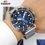 Buy Shop Tissot Seastar 1000 Chronograph Blue Dial Silver Mesh Bracelet Watch For Men - T120.417.11.041.02 USA Online