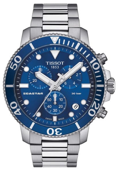 Buy Shop Tissot Seastar 1000 Chronograph Blue Dial Silver Steel Strap Watch For Men - T120.417.11.041.00 USA Online