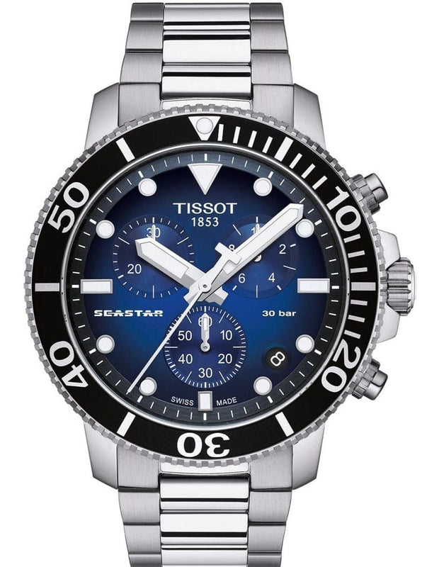 Buy Shop Tissot Seastar 1000 Chronograph Driver Blue Dial Silver Steel Strap Watch For Men - T120.417.11.041.01 USA Online