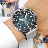Buy Shop Tissot Seastar 1000 Chronograph Green Dial Silver Mesh Bracelet Watch For Men - T120.417.11.091.00 USA Online