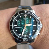 Buy Shop Tissot Seastar 1000 Chronograph Green Dial Silver Steel Strap Watch For Men - T120.417.11.091.01 USA Online