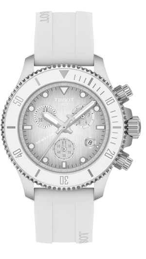 Buy Shop Tissot Seastar 1000 Chronograph Grey Dial White Rubber Strap Watch for Men - T120.217.17.011.00 USA Online