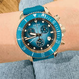 Buy Shop Tissot Seastar 1000 Chronograph Turqouise Dial Turqouise Rubber Strap Watch for Women - T120.217.37.041.00 USA Online