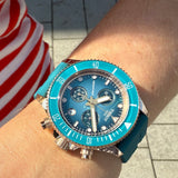 Tissot Seastar 1000 Chronograph Turqouise Dial Turqouise Rubber Strap Watch for Women - T120.217.37.041.00