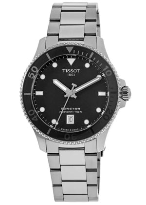 Buy Shop Tissot Seastar 1000 Lady Black Dial Silver Steel Strap Watch for Women - T120.210.11.051.00 USA Online