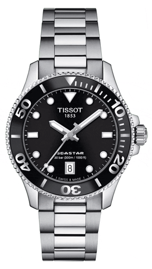 Buy Shop Tissot Seastar 1000 Lady Black Dial Silver Steel Strap Watch for Women - T120.210.11.051.00 USA Online