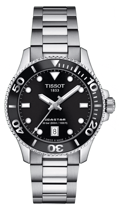 Buy Shop Tissot Seastar 1000 Lady Black Dial Silver Steel Strap Watch for Women - T120.210.11.051.00 USA Online