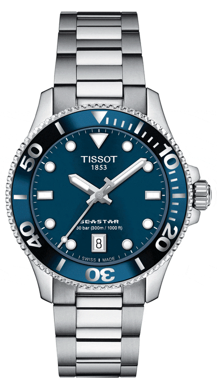 Buy Shop Tissot Seastar 1000 Lady Blue Dial Silver Steel Strap Watch For Women - T120.210.11.041.00 USA Online
