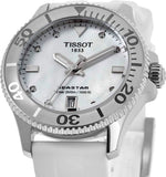 Buy Shop Tissot Seastar 1000 Mother of Pearl White Dial White Rubber Strap Watch for Women - T120.210.17.116.00 USA Online