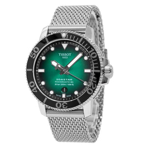 Buy Shop Tissot Seastar 1000 Powermatic 80 Automatic Green Dial Silver Mesh Strap Watch for Men - T120.407.11.091.00 USA Online