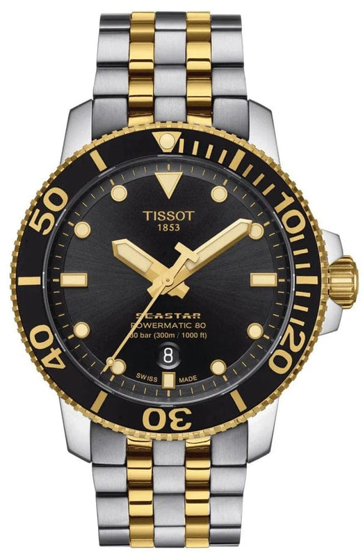 Buy Shop Tissot Seastar 1000 Powermatic 80 Black Dial Two Tone Steel Strap Watch For Men - T120.407.22.051.00 USA Online