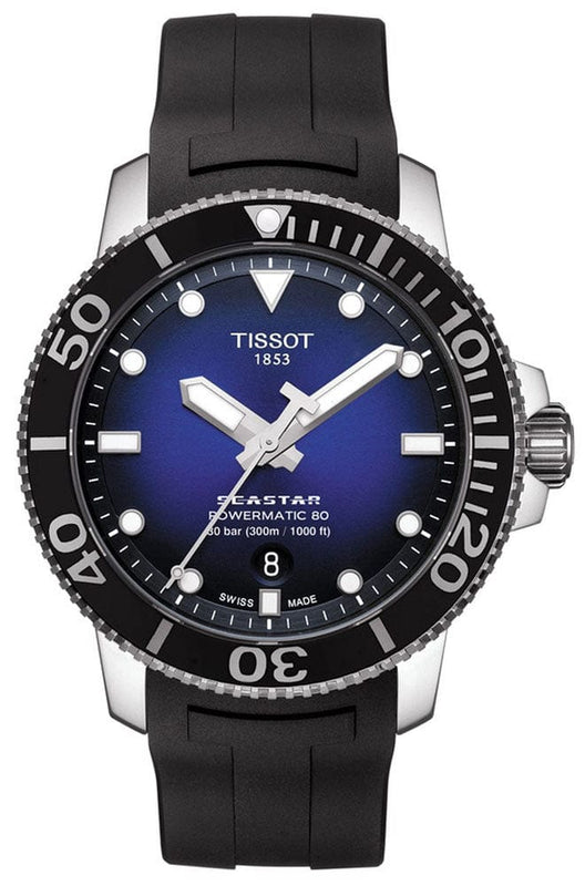 Buy Shop Tissot Seastar 1000 Powermatic 80 Blue Dial Black Rubber Strap Watch For Men - T120.407.17.041.00 USA Online