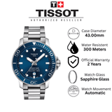 Buy Shop Tissot Seastar 1000 Powermatic 80 Blue Dial Silver Steel Strap Watch for Men - T120.407.11.041.03 USA Online