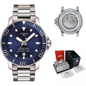 Buy Shop Tissot Seastar 1000 Powermatic 80 Blue Dial Silver Steel Strap Watch for Men - T120.407.11.041.03 USA Online