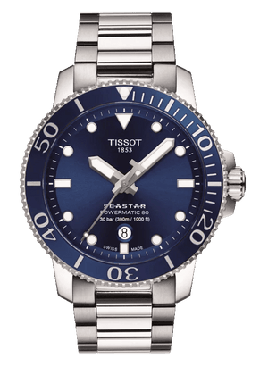 Buy Shop Tissot Seastar 1000 Powermatic 80 Blue Dial Silver Steel Strap Watch for Men - T120.407.11.041.03 USA Online
