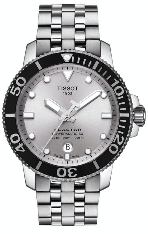Buy Shop Tissot Seastar 1000 Powermatic 80 Silver Dial Silver Steel Strap Watch For Men - T120.407.11.031.00 USA Online