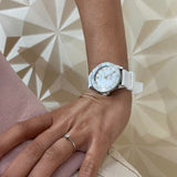 Tissot Seastar 1000 Mother of Pearl White Dial White Rubber Strap Watch for Women - T120.210.17.116.00