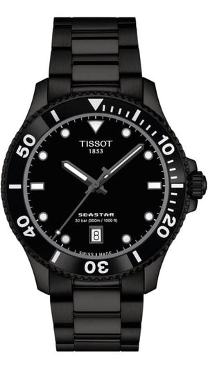 Buy Shop Tissot Seastar 1000 Quartz Black Dial Black Steel Strap Watch for Men - T120.410.33.051.00 USA Online