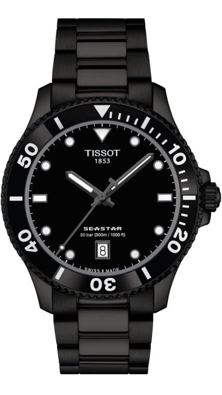 Buy Shop Tissot Seastar 1000 Quartz Black Dial Black Steel Strap Watch for Men - T120.410.33.051.00 USA Online