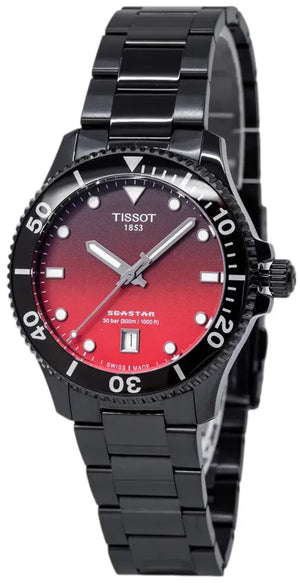 Buy Shop Tissot Seastar 1000 Red Dial Black Steel Strap Watch for Men - T120.410.33.421.00 USA Online