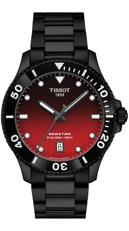 Buy Shop Tissot Seastar 1000 Red Dial Black Steel Strap Watch for Men - T120.410.33.421.00 USA Online