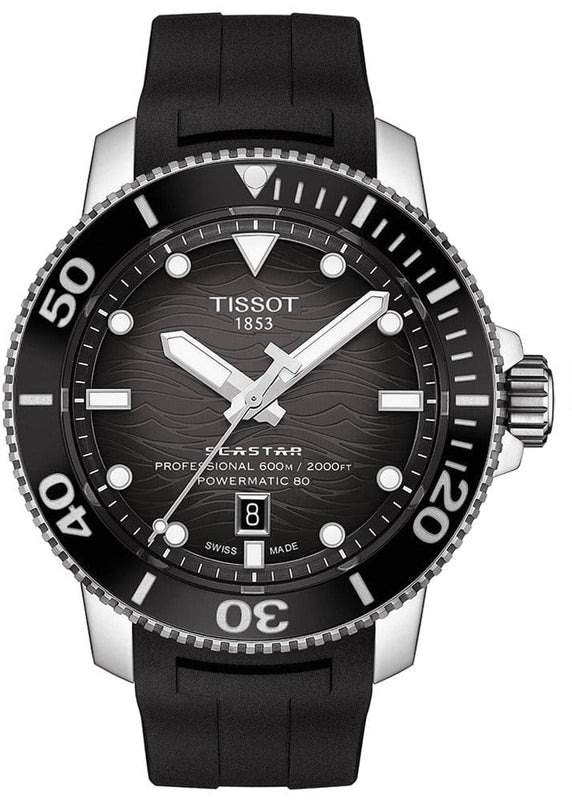 Buy Shop Tissot Seastar 2000 Professional Powermatic 80 Black Dial Black Rubber Strap Watch for Men - T120.607.17.441.00 USA Online