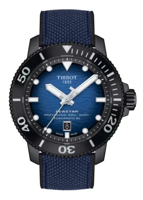 Buy Shop Tissot Seastar 2000 Professional Powermatic 80 Blue Dial Blue Nylon Strap Watch for Men - T120.607.37.041.00 USA Online
