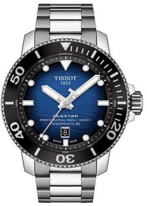 Buy Shop Tissot Seastar 2000 Professional Powermatic 80 Blue Dial Silver Steel Strap Watch for Men - T120.607.11.041.01 USA Online